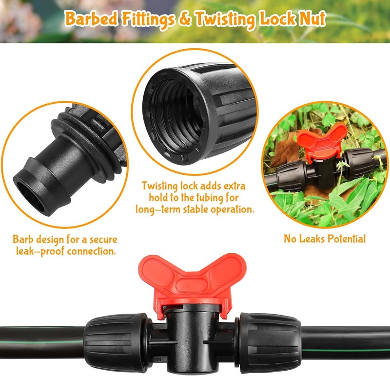 Gardrip 8 Pack Drip Irrigation Valve for 1/2 Inch Drip Tubing (1/2" ID x 0.65" OD)：1/2'' In-line Locked Barbed Ball Valve Drip Line Shut Off Valve Parts In Irrigation System for Garden - Image 4